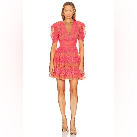 Bronx and Banco Megan Mini Dress in Coral